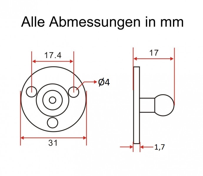 Halterung für Gasdruckfeder Ø 31mm
