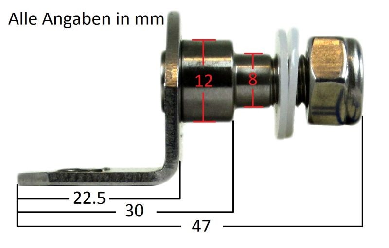 Befestigungsplatte für Gasdruckfeder mit Augenaufnahme - 35 x 25 mm - 90°