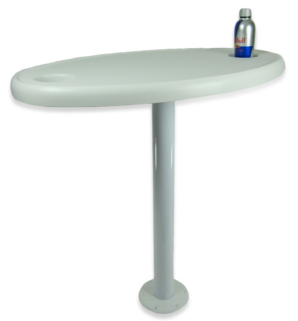Tisch mit festem Tischbein weiß 70 cm und Getränkehaltern