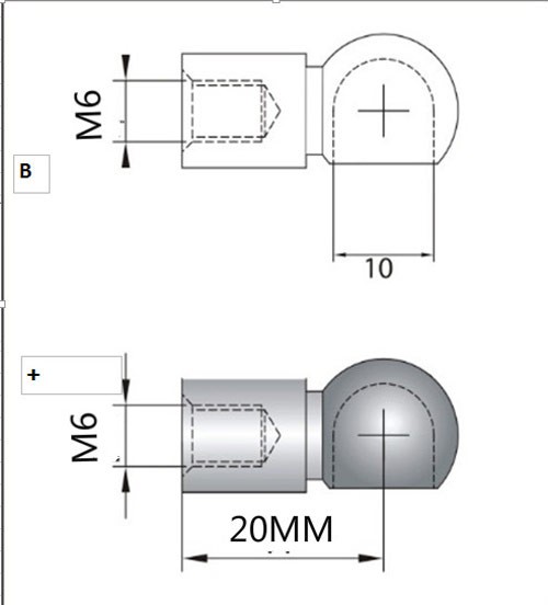 Stahl-Kugelkopfaufnahme für Gasdruckfeder M6