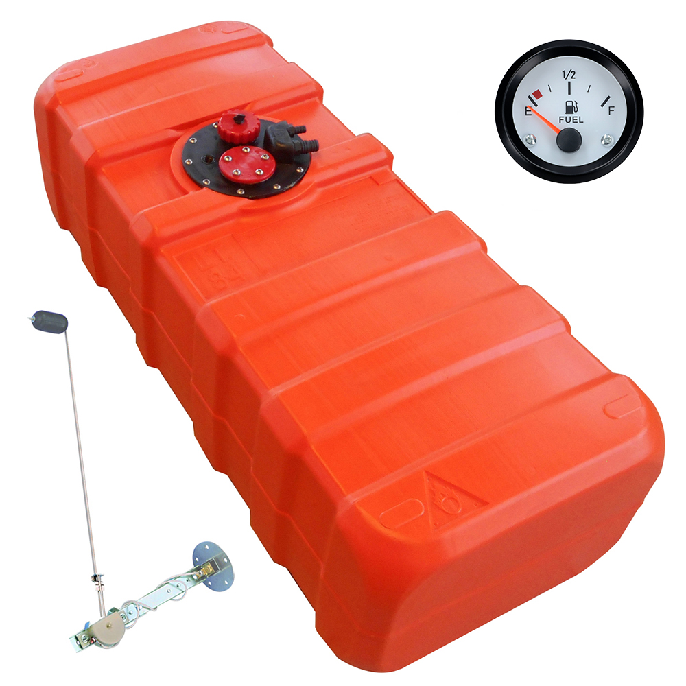 Kraftstofftank orange / Anschlussnippel (11mm) / Füllstandsanzeige Eco-Line weiß (Universaltankgeber)