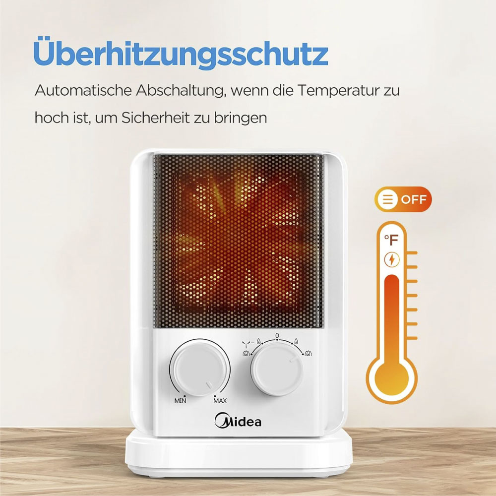 Midea NTY 20-22 E (WH) Keramik Heizlüfter 2000 Watt mit Eco-Modus