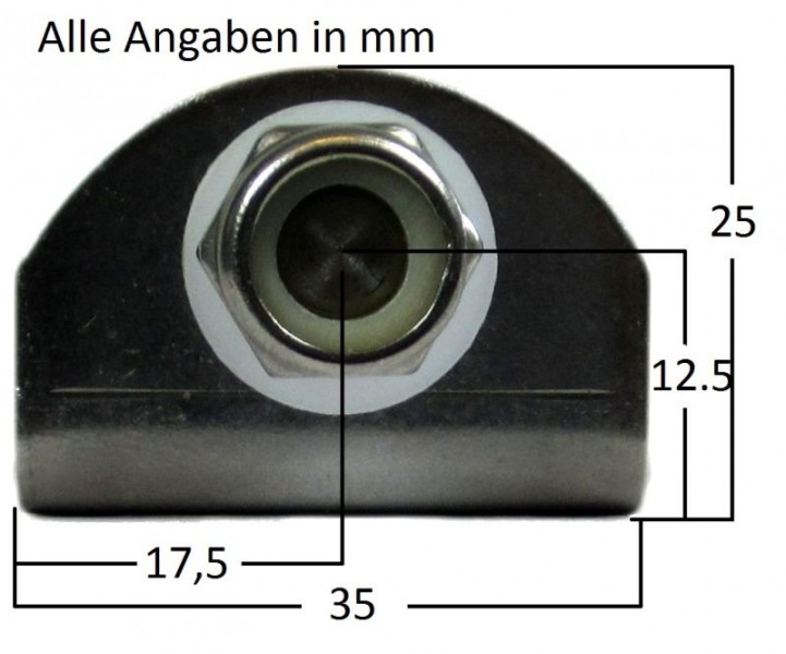 Befestigungsplatte für Gasdruckfeder mit Augenaufnahme - 35 x 25 mm - 90°